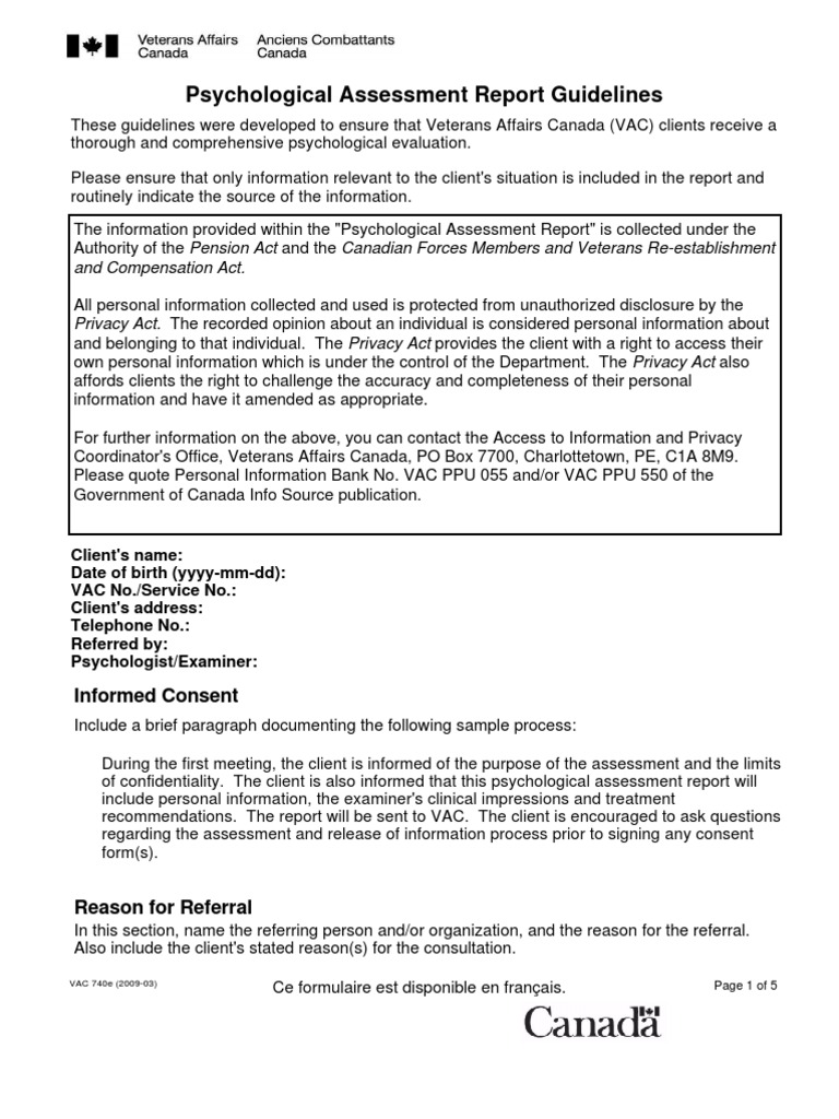 Psychological Assessment Report Guidelines  PDF
