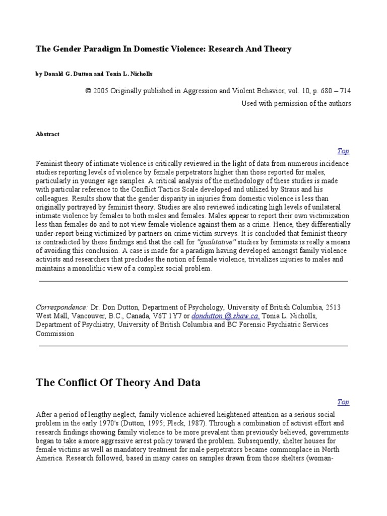 Gender Paradigm in Domestic Violence | PDF | Violence | Domestic Violence