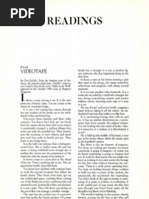 Delillo Videotape Dec1994 Videotape Crime Thriller