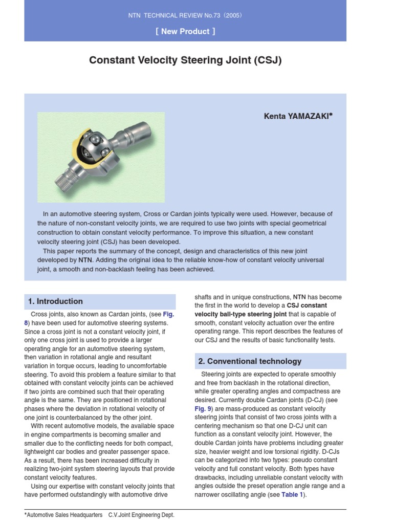 Constant Velocity Steering Joint (CSJ) Kenta YAMAZAKI Download Free