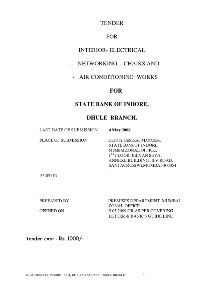 Tender FOR Interior-Electrical - Networking - Chairs and - Air ...