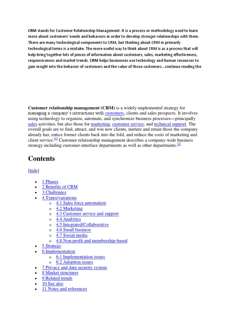 Understanding CRM: Definition and Benefits | PDF | Career & Growth ...