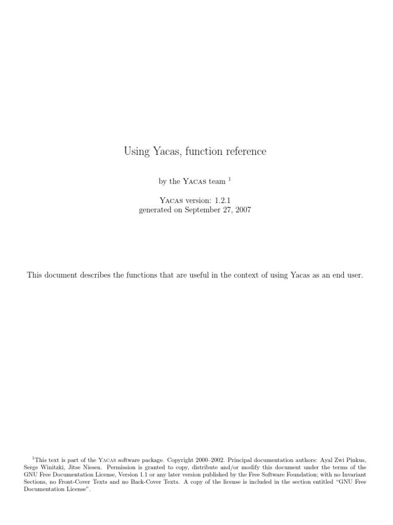 Using Yacas, Function Reference | PDF | Eigenvalues And Eigenvectors ...