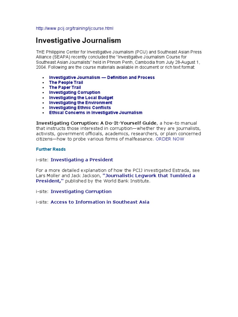 Investigative Journalism Course Materials | PDF | Politics | Social Science
