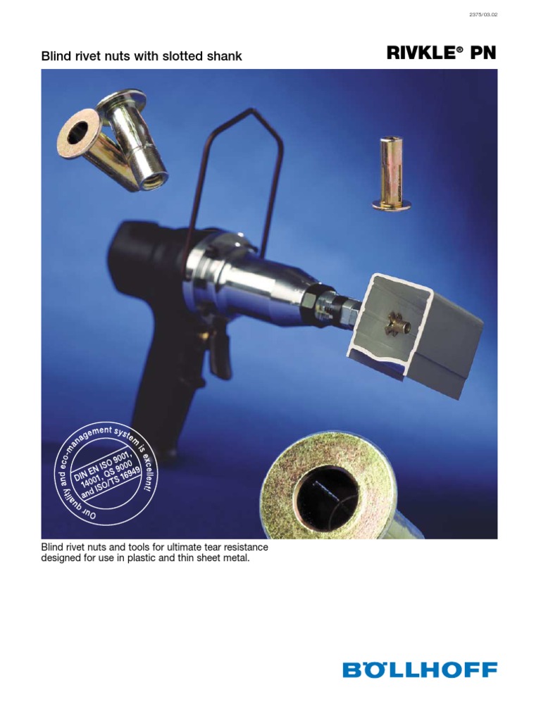 Bollhoff Rivkle Blind Rivet Nut With Slotted Shank Rivet