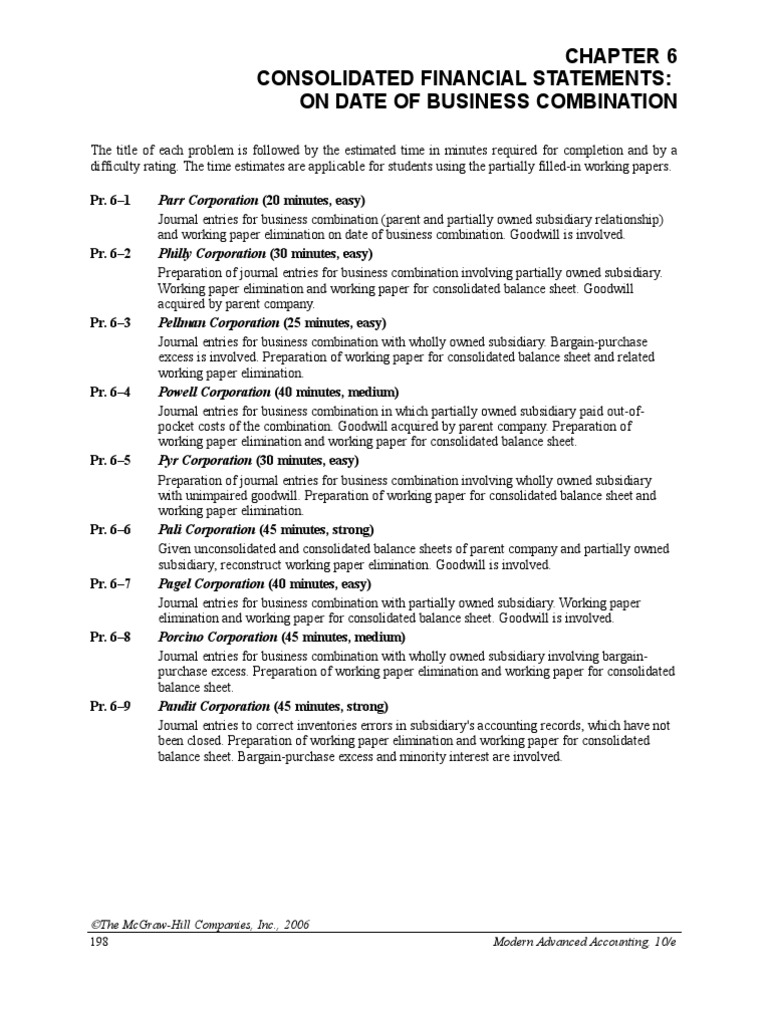 Chapter 06 Modern Advanced Accounting Review Q Exr Pdf Goodwill Accounting Balance Sheet