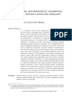 Attitude Towards, and Likelihood Of, Complaining in The Banking, Domestic Airline and Restaurant Industries