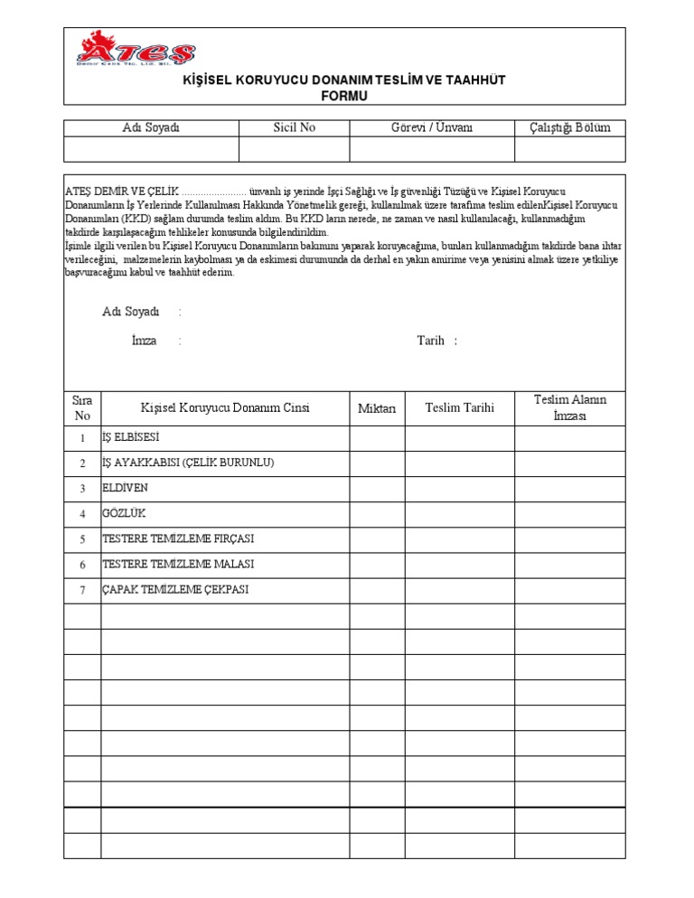 KKD Teslim Formu | PDF