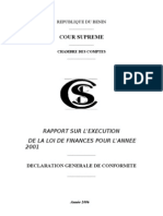 Rapport sur l'exécution de la LF 2001