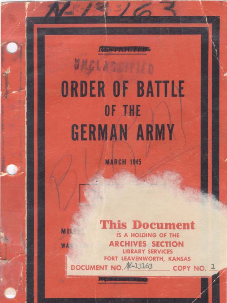 Order of Battle of the German ArmyMarch 1945 Division (Military) Battalion