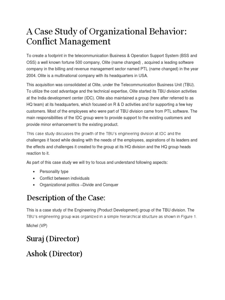 A Case Study of Organizational Behavior PDF Personality Type