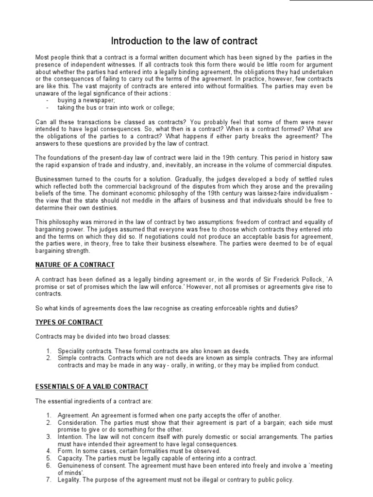 Basics of Contract Law Explained | PDF | Offer And Acceptance ...