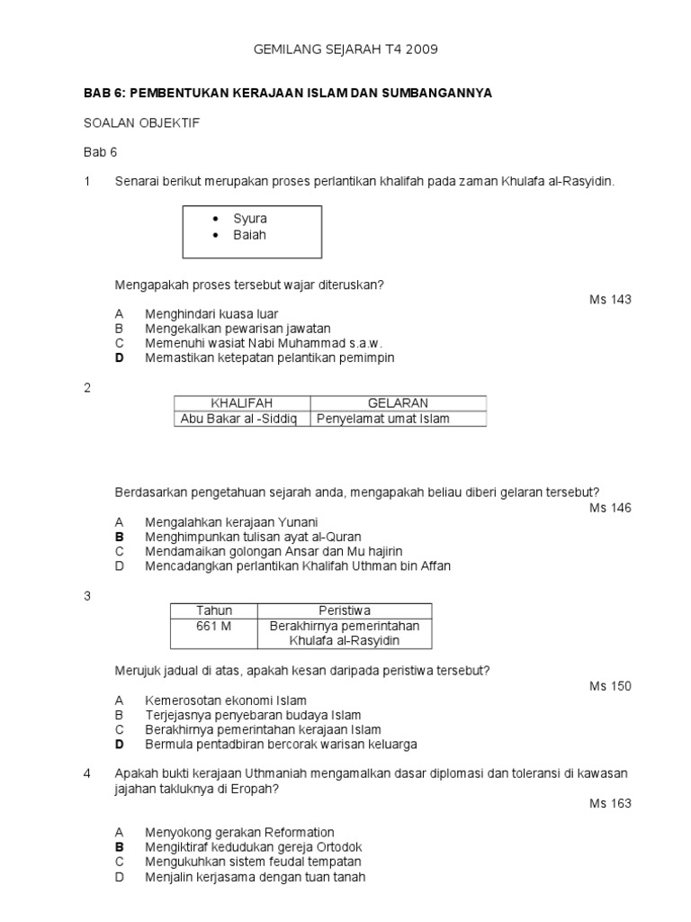 Soalan Topikal Sejarah Tingkatan 4 T4 Bab 6 Pdf