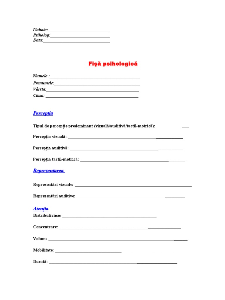 Fisa Psihologica Model Completat
