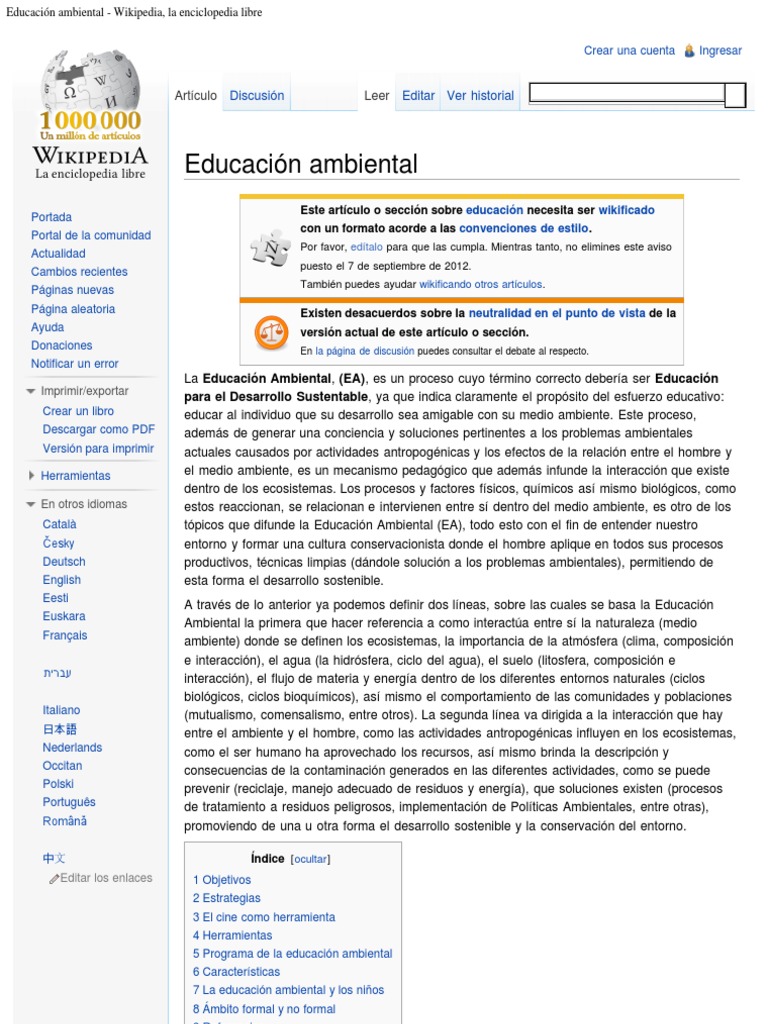 Educacion Ambiental Wikipedia La Enciclopedia Libre