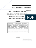 Política Criminal Prevensionista por: ELHYN CIRO CARRANZA DE LA ROSA.