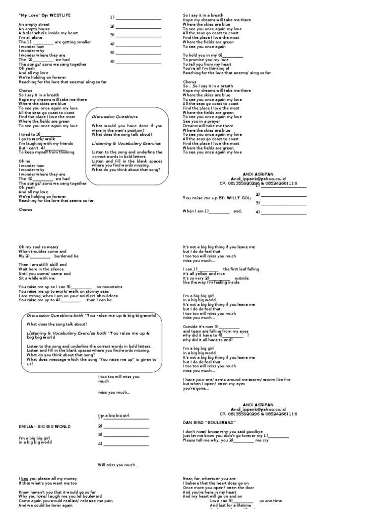 Contoh Soal Listening Song Structure