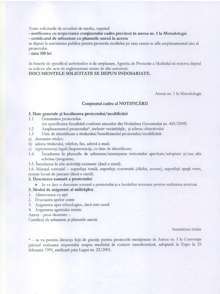 Notificare Acord Mediu