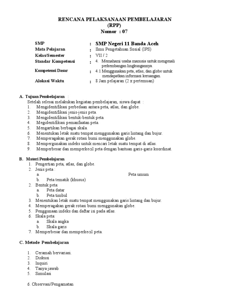 Rpp Ips Kls Vii Smt 2 Tambahan