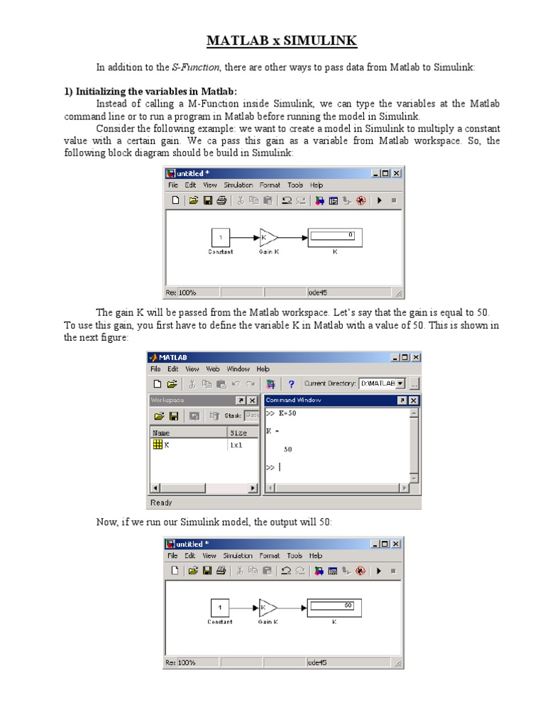 Initialization of Variables in Simulink and Matlab | PDF | Matlab ...