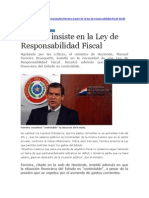 Ferreira Insiste en La Ley de Responsabilidad Fiscal