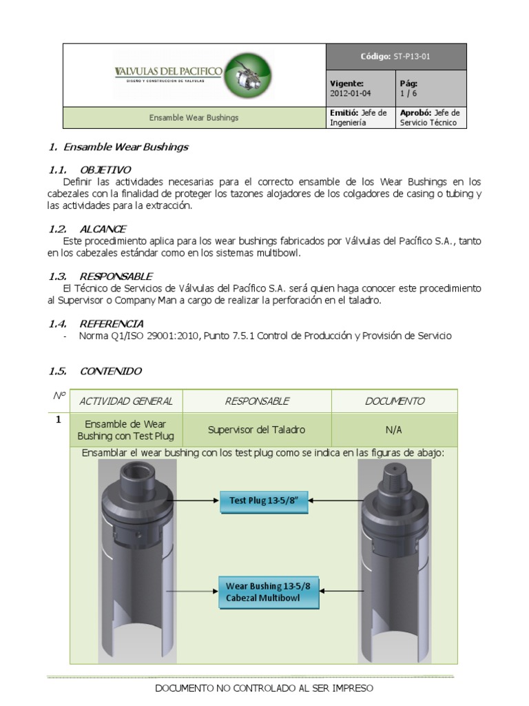 Ensamble de Wear Bushings en Perforación | PDF | Perforar | Science