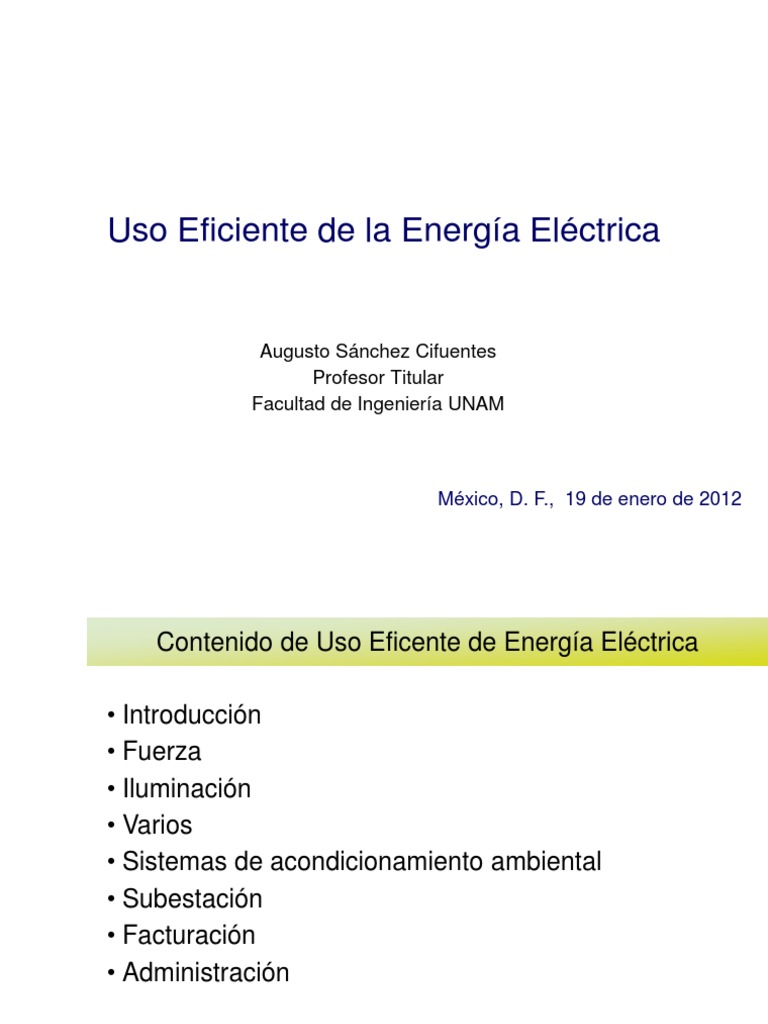 Uso Eficiente de La Energia Electrica | PDF | Energia electrica ...