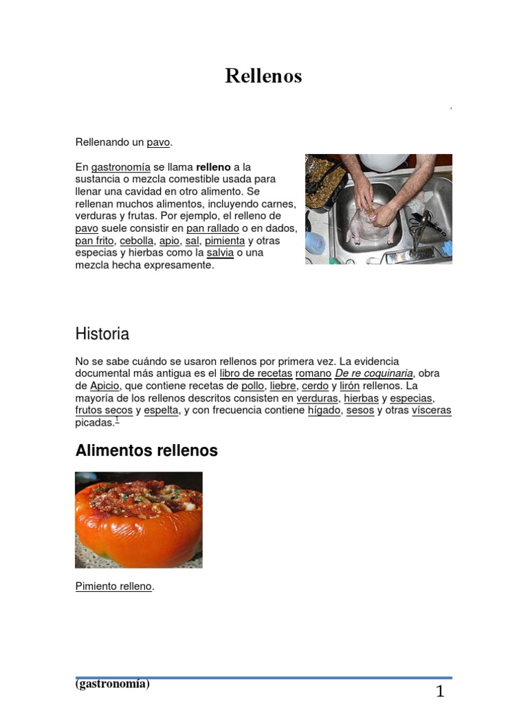 Historia y Tipos de Rellenos Culinarios | PDF | Relleno | Cocina