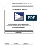 Procedimiento de Trabajo Seguro para Almacenamiento, Transporte, Emeregencias y Uso de Densímetro Nuclear