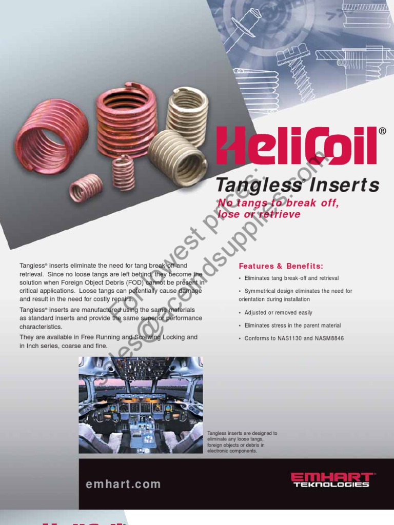 HeliCoil Tangless Inserts Mechanical Engineering Manufactured Goods