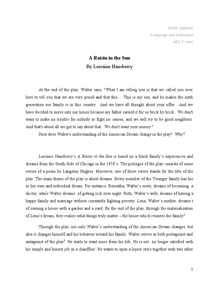 A Raisin in the Sun Fiction & Literature