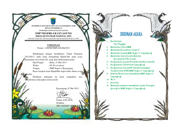 Contoh Invitation Formal Untuk Kepala Sekolah Images 