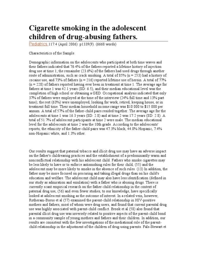 Cigarette Smoking in The Adolescent Children of Drug | PDF | Substance ...