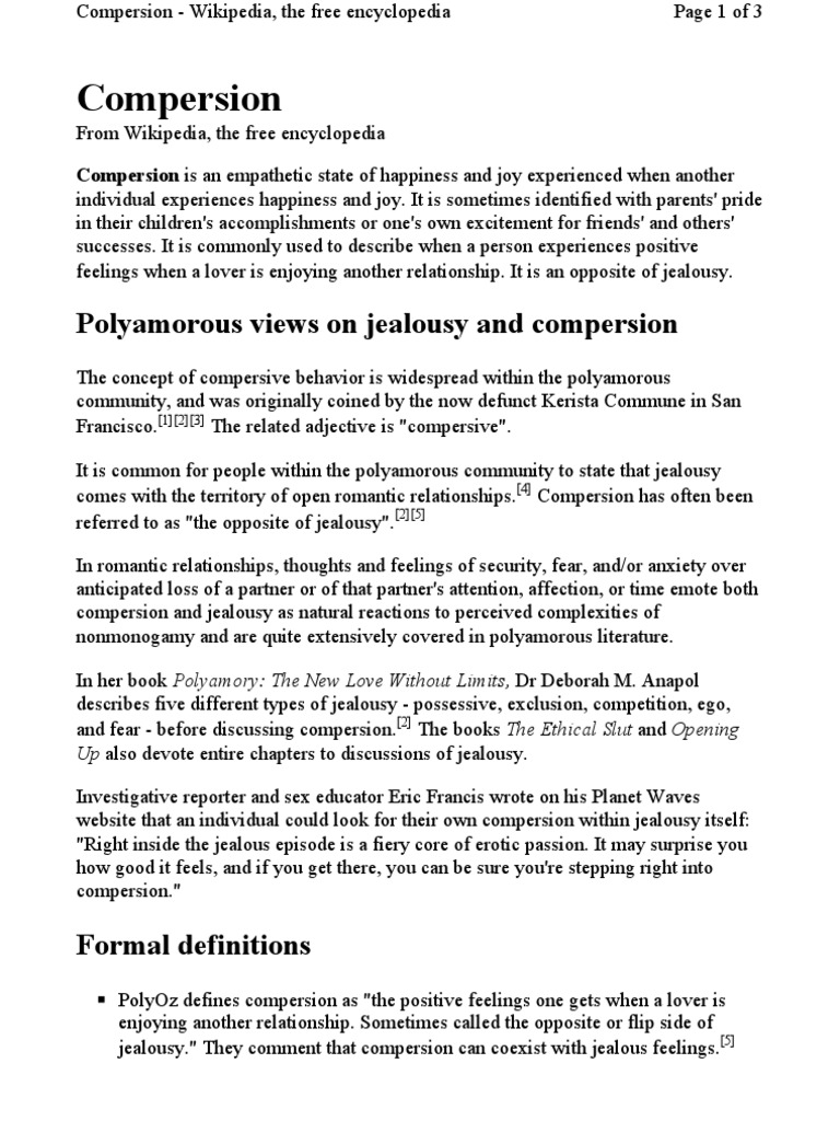 Wiki Compersion | PDF | Polyamory | Jealousy