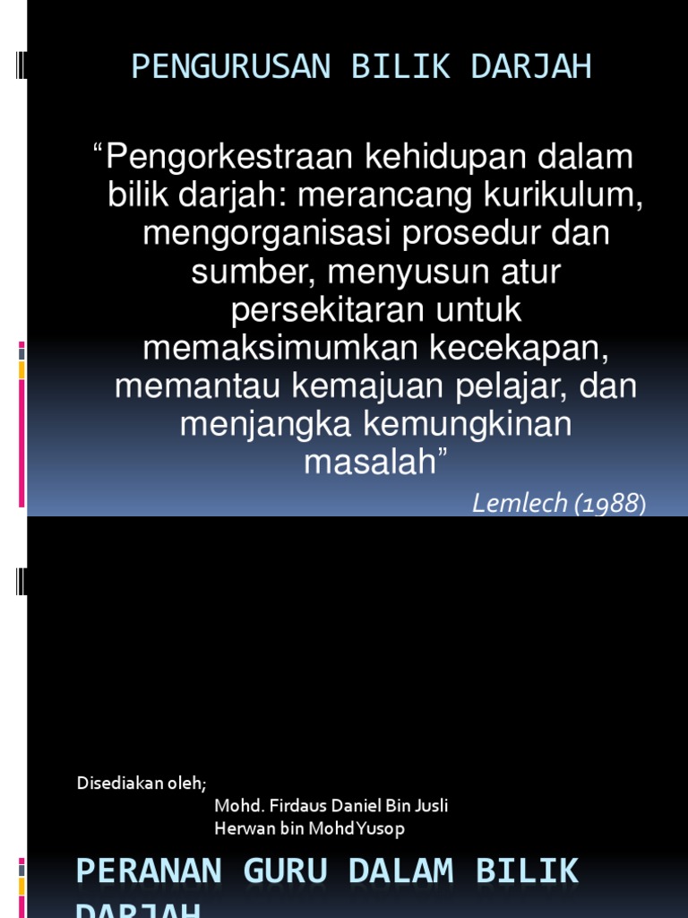 Peranan Guru Dalam Pengurusan Bilik Darjah Pdf - Voooty