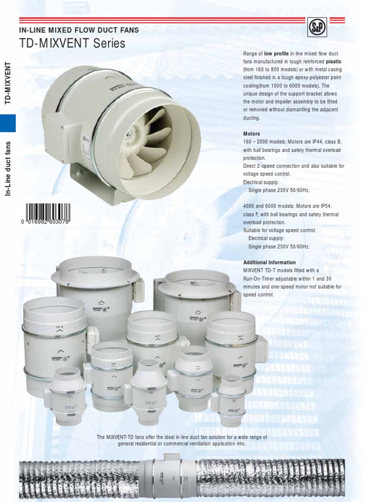 TD - Mixvent - Data - Sheet EXTRACTORES S | PDF | Mechanical Fan | Duct ...