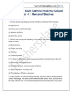 UPSC 2013 Civil Service Prelims Solved Paper - 1