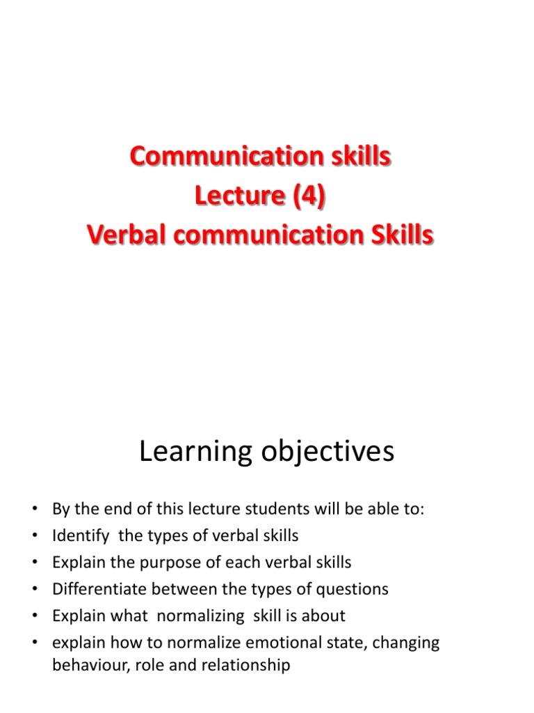 Lect 4 Verbal Skills3 | PDF | Feeling | Emotions