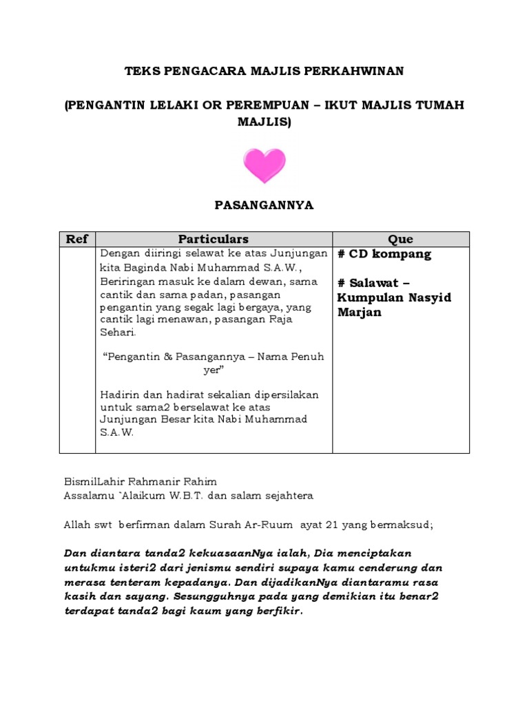 43 Teks Ucapan Majlis Perkahwinan Pics Pedia Edu