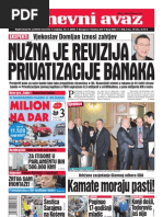 Dnevni Avaz: Nu@Na Je Revizija Privatizacije Banaka | PDF