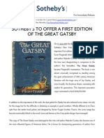 Sotheby'S To Offer A First Edition of The Great Gatsby: For Immediate Release Press Release New York