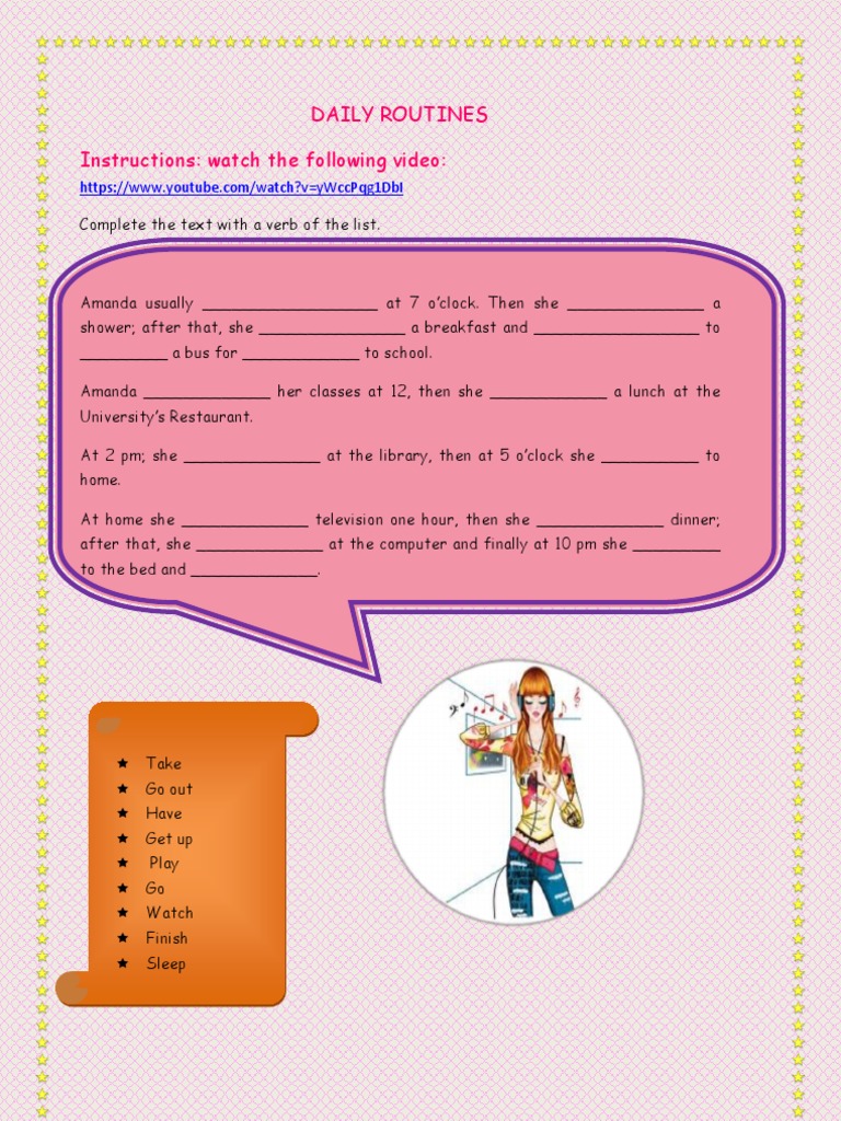 Daily Routines: Fill-in-the-Blank Exercise | PDF | Self-Improvement