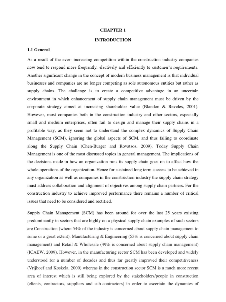 Supply Chain Management in The UK Construction Industry PDF Supply