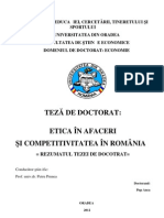 Etica in Afaceri Si Competitivitatea in Romania