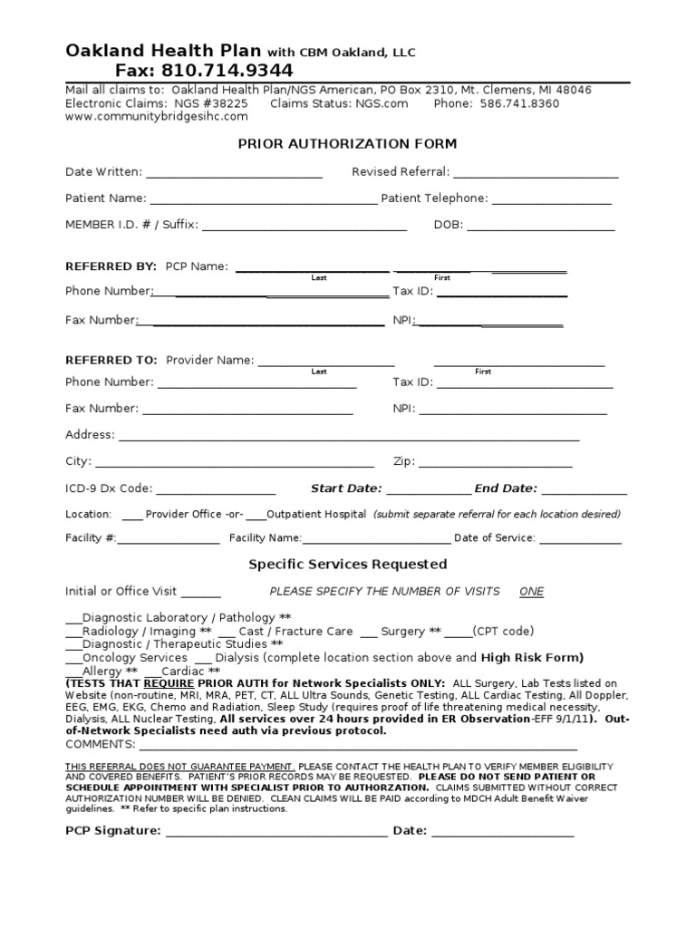 OHP PA Form | PDF