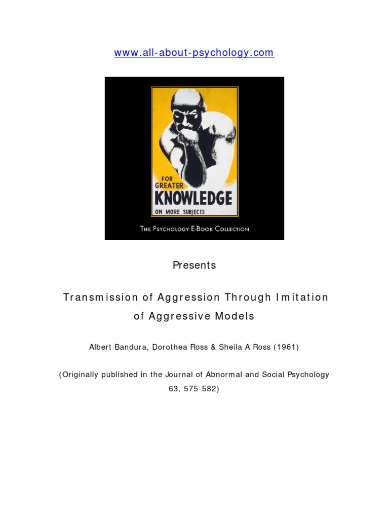 Transmission of Aggression Through Imitation of Aggressive Models | PDF ...