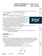 Devoir de Controle #1 Sciences Physiques: Chimie