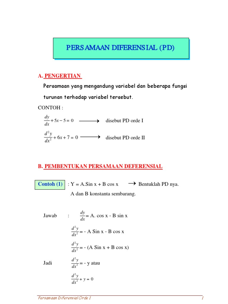 Persamaan Diferensial Orde 1