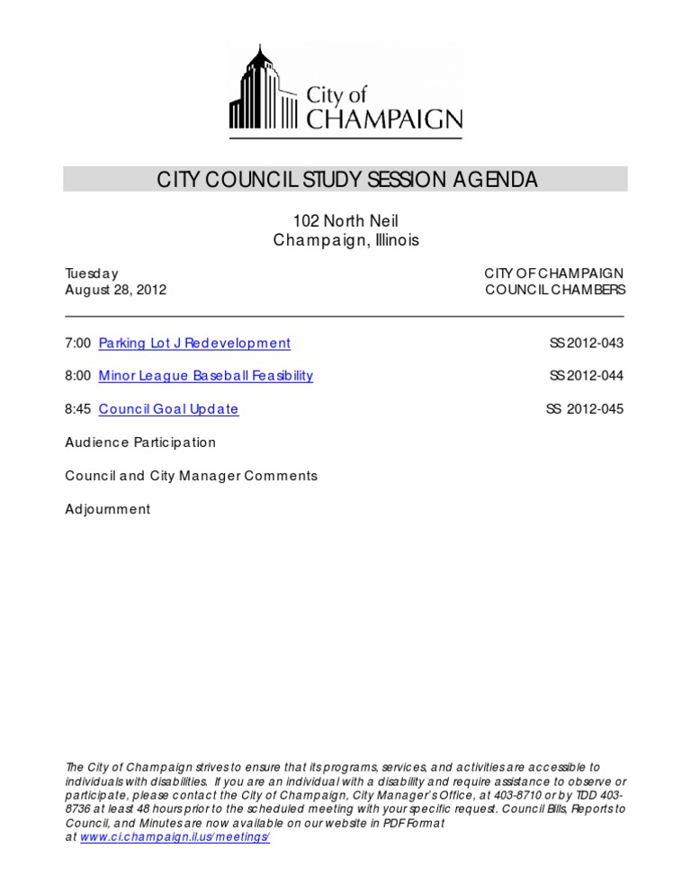 Champaign City Council Agenda August 2012 | PDF