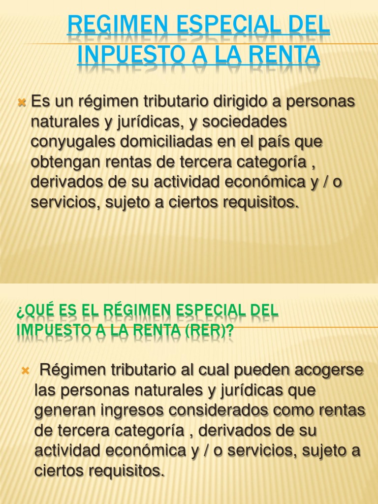 Regimen Especial Del Inpuesto A La Renta | PDF | Impuesto sobre la ...